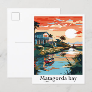 Matagorda Bay Texas Travel Potrait Illustration Postkarte