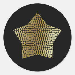 Matalic Gold Honeycomb und Diamond star Runder Aufkleber