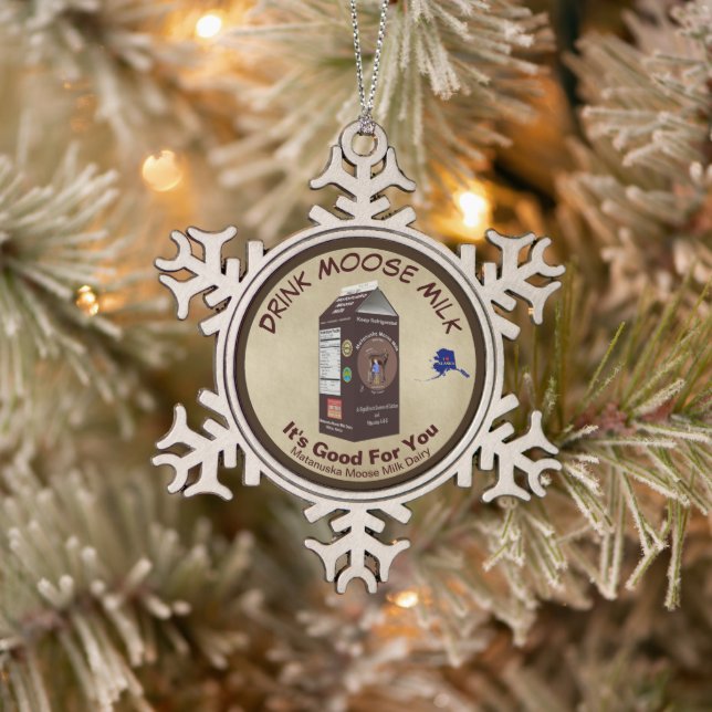 Matanuska Moose Milk Schneeflocken Zinn-Ornament (Baum)