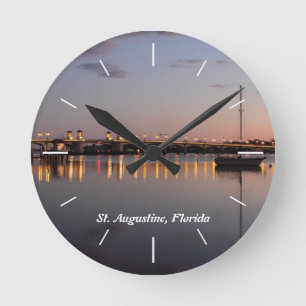 Matanzas Bucht u. Brücke der Löwen, St Augustine Runde Wanduhr