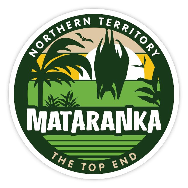 Mataranka, Aufkleber für das Nordterritorium Austr (Mataranka, The Top End, Northern Territory Australia Retro Round Sticker)