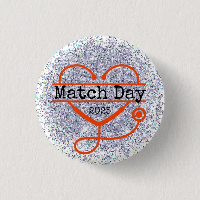 Match Day 2025 Glitzer Stethoscope Button (Vorderseite)