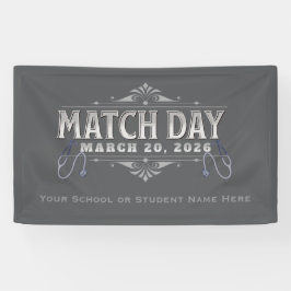 Match Day 2026 Party Elegantes graues Stethoskop Banner