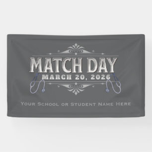Match Day 2026 Party Elegantes graues Stethoskop Banner