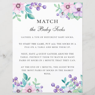 Match die Babysocken. Babydusche. Floral