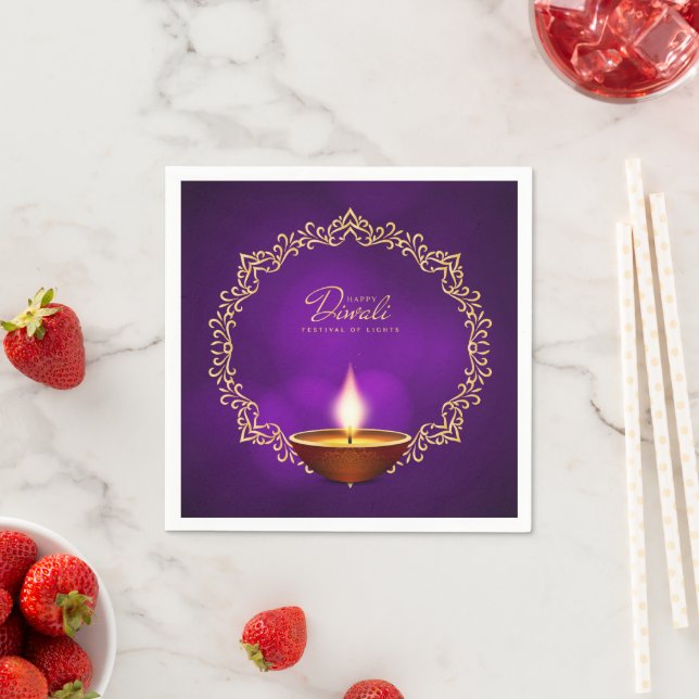 Match Happy Diwali Lila Cocktail Serviette (Beispiel)