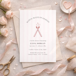 Match Made in Heaven Pink Stripe Bridal Shower Einladung
