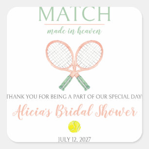 Match Made in Heaven, Tennis Brautparty Quadratischer Aufkleber