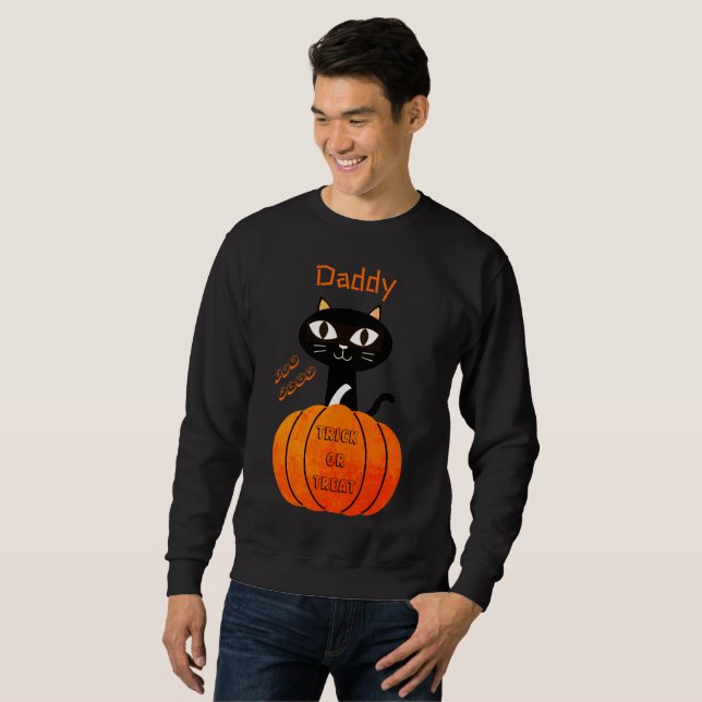 Match Spooky Trick oder behandeln Niedliches Katze Sweatshirt (Vorne ganz)