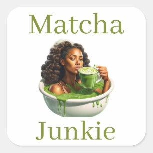 Matcha-Aufkleber Quadratischer Aufkleber