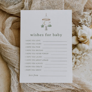 Matcha-Baby-Party Salbeigrüne Wünsche fürs Baby Hinweiskarte