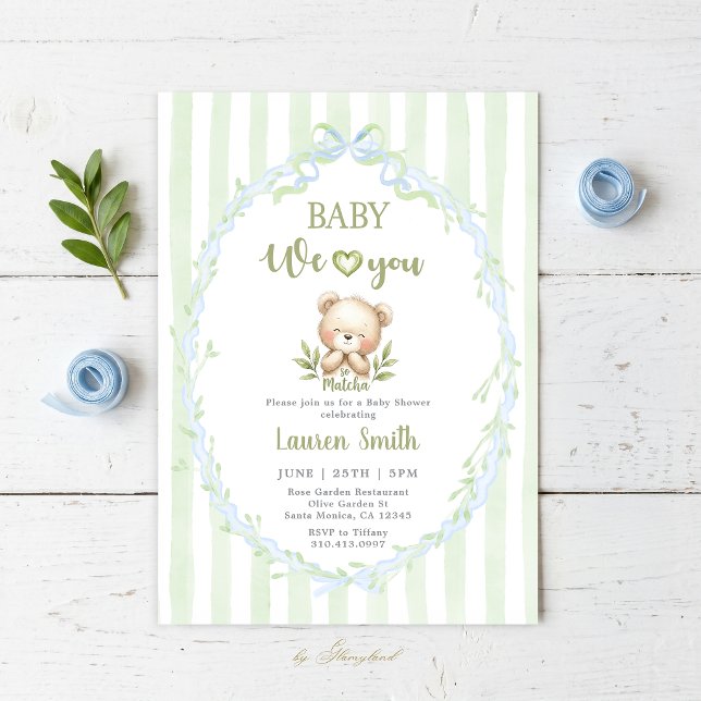 Matcha Baby Shower Einladung (Von Creator hochgeladen)