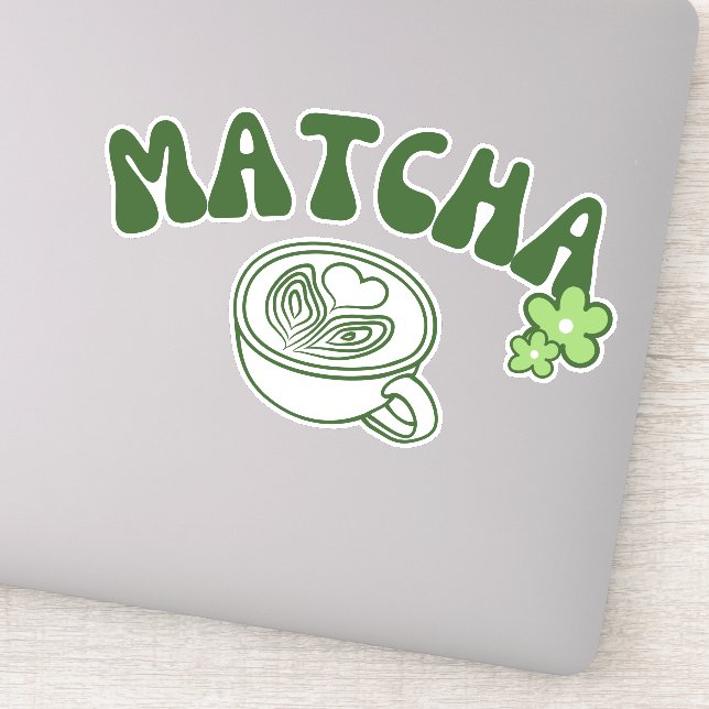 Matcha boba grüner Tee, Matcha Aufkleber (Detail)