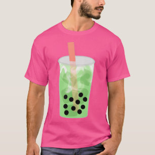 Matcha Boba Milchtee mit den großen Strohhalmen T-Shirt