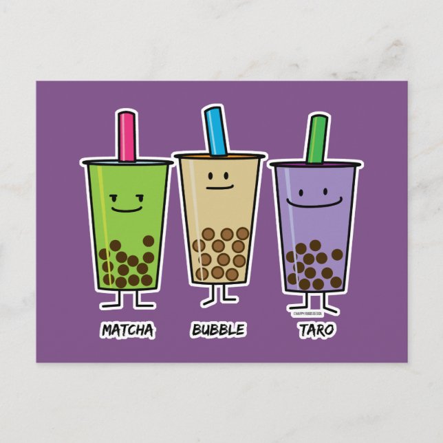 Matcha boba Tee Grünes Getränk Milch Taro Tapioca  Postkarte (Vorderseite)