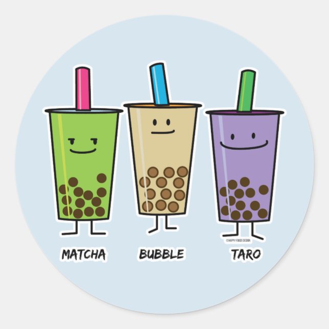 Matcha boba Tee Grünes Getränk Milch Taro Tapioca  Runder Aufkleber (Vorderseite)