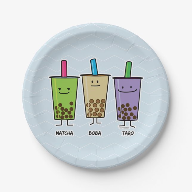 Matcha boba Teegrüngetränkmilch Pappteller (Vorderseite)