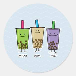 Matcha boba Teegrüngetränkmilch Runder Aufkleber