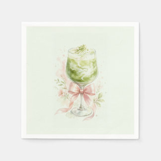Matcha-Brautjungfernparty-Wasserfarbe-Rosa-Schleif Serviette