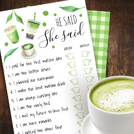 Matcha Bridal Shower Game Card Flyer