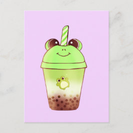 Matcha Bubble Tea Milk Tea Frog Postkarte