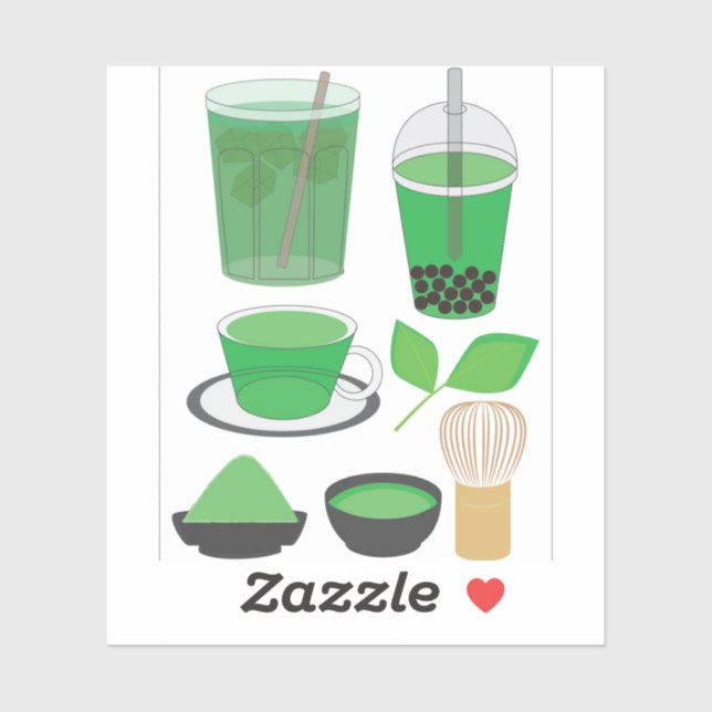 Matcha Drinks Set Aufkleber (Blatt)