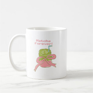Matcha Forever Süße Coquette Pixel Art Grüner Tee  Kaffeetasse