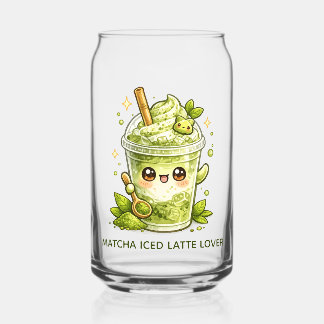 Matcha Green Tea Eistee-Latte Kawaii Glas