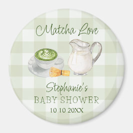 Matcha Green Tea Gingham Baby Shower Raffle Prize Magnet