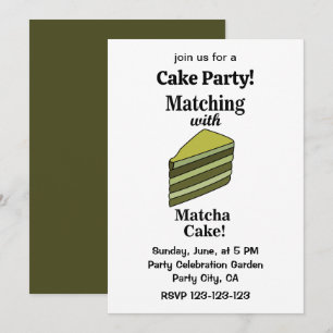 Matcha-Grüner-Kuchen-Party Lustig Einladung