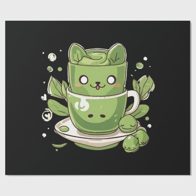 Matcha-grüner Tee Geschenkpapier (Flach)