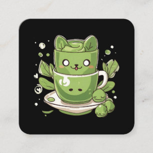 Matcha-Grüntee Quadratische Visitenkarte