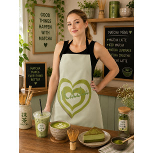 Matcha-Grüntee, Retro-Y2K-Herz Schürze