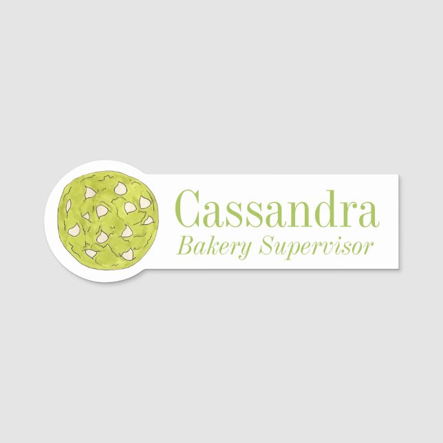 Matcha Japanischer Grüner Tee Kekse Weiße Schokola Namensschild (Vorderseite)