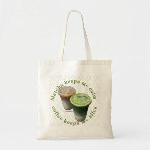 "Matcha & Kaffee" Ästhetische Groovy-Herz-Tragetas Tragetasche