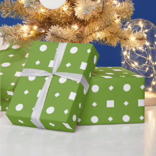 Matcha-Latte Grün und Weiß Gepunktet und Quadratis Geschenkpapier