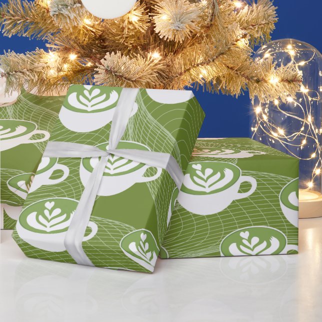 Matcha Latte Liebe Wrapping Paper Geschenkpapier (Feiertage)