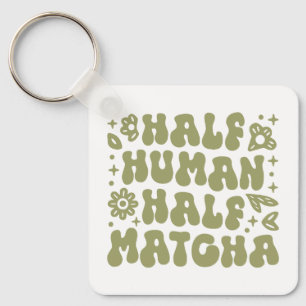 Matcha latte lustige Zitate grüner Blumenästhetik Schlüsselanhänger