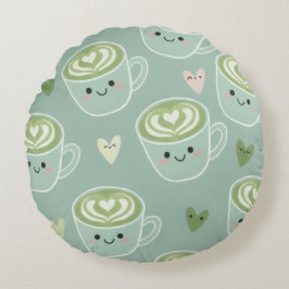 Matcha Love Latte Kawaii Round Pillow Rundes Kissen