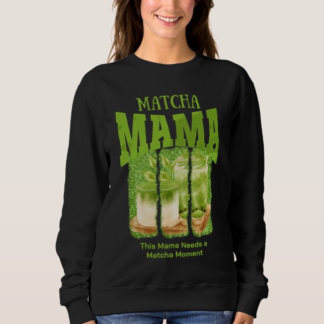 MATCHA MAMA Green Glitzer Brush Stroke Sweatshirt (Vorderseite)