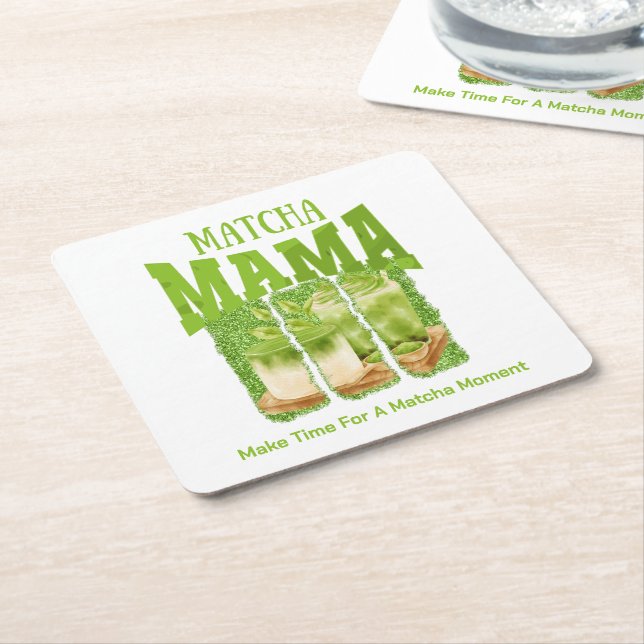 MATCHA MAMA Green Tee Glitzer Mama Gran Café Rechteckiger Pappuntersetzer (angewinkelt)