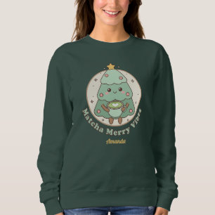 Matcha Merry Vibes Weihnachtsbaum Sweatshirt