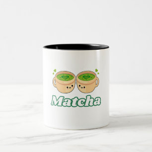 Matcha Niedlich Kawaii für Matcha-Tee auf Zweifarbige Tasse