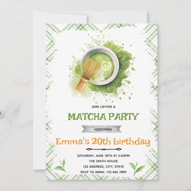 Matcha Party Einladung (Vorderseite)