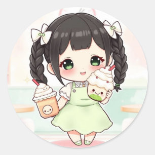 Matcha Runder Aufkleber