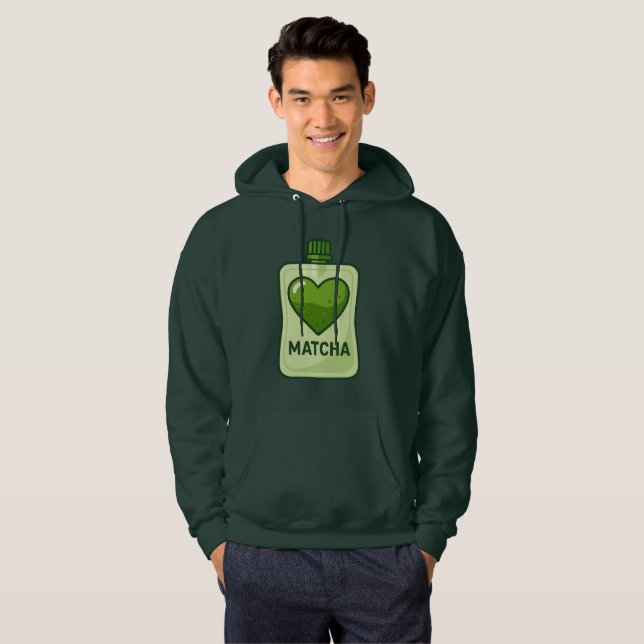Matcha Serum Pouch mit Herzdesign Hoodie (Vorne ganz)