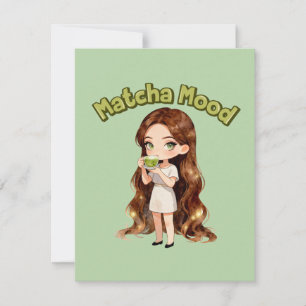 Matcha-Stimmung Ästhetisches Design Süße Grüntee-V Mitteilungskarte