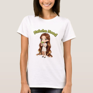 Matcha-Stimmung Ästhetisches Design Süße Grüntee-V T-Shirt