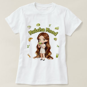 Matcha-Stimmung Ästhetisches Design Süße Grüntee-V T-Shirt