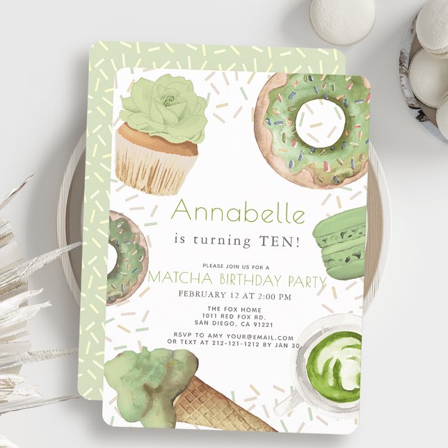 Matcha Süßigkeiten Green Tee Party Girl Birthday Einladung (Von Creator hochgeladen)